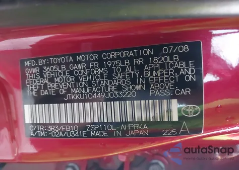 2009 Scion Xd from USA, damaged, VIN JTKKU10449J033220